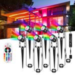 B-right Garden Spike Lights, RGB Garden Lights Mains Powered with Remote 12V Low Voltage Lanscape Spotlights IP65 Waterproof Garden Spot Light for Tree Lawn Fence Shrubs, 6 Pack