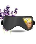 UNCN Silk Lavender Heated Eye Mask Weighted Sleep Pillow Microwave for Sleeping Chamomile Flaxseed Yoga, Meditation, for Women Soft Cold & Hot Compress Comfortable Light Bocking Spa Scented (Black)