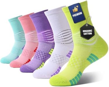 Women’s Cotton Crew Compression Socks 5 Pairs Breathable Skin-Friendly with Targeted Ankle Support & Dry-Fit,5 Packs-A,Medium Size