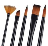 Kabeer Art Short Black Handle Synthetic Mix Paint Brush Set, 5 Pieces