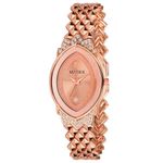 Matrix Stainless Steel Daisy Collection | Stone Studded Dial With Designer Bracelet Chain Analog Watch For Women & Girls (Rose Gold), Band_Silver