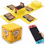 Game Case for Nintendo Switch,Deformable Expandable Switch Game Card Holder,Cube Game Card Storage Box,Large Capacity Game Card Organizer with 16 Card Slots (Yellow)