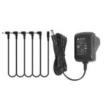 Security-01 9V 1A Power Supply Adapter, with 5 Way Daisy Chain Cable, Tip Negative, Plug 5.5mm x 2.1mm, for Guitar Effects Pedal