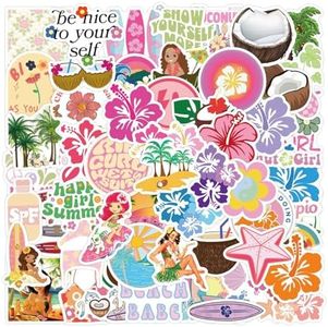 50Pcs Cute Summer Coconut Girl Stickers Cartoon Aesthetic Waterproof Vinyl Decals for Water Bottles Cup Laptop Surfboard Mobile Phone Skateboard Journal Keyboard Bedrooms (Multicolor)