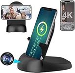 Hidden Camera Spy Camera WiFi Wireless Phone Charger, Nanny Spy Cam Motion Activated,HD1080P/4K (Rotate Lens) with 250°Viewing Angle, camaras espias ocultas for Home Office