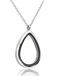 Jovivi Teardrop/Heart Floating Charm Memory Locket Necklace - 316 Surgical Stainless Steel Magnetic Closure