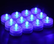 KOABY 12 Pack Submersible LED Lights, Waterproof Tea Lights Flameless Submersible Lights for Decoration (Blue Light, 12 Pack)