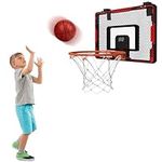 Wall Mounted Basketball Hoop Set with Backboard and Ball, Door Basketball Hoop with Electronic Scoreboard, Indoor Mini Basketball Hoop with 3 Balls