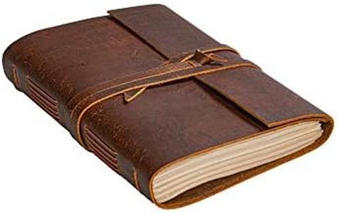 Leather Journal Notebook - Rustic Handmade Vintage Leather Bound Journals for Men and Women - Leather Craft Unlined Paper 300 Pages, Leather Book Diary Pocket Notebook, Diary To Write In (5" x 7")