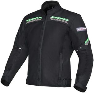 AllExtreme SPEEDO Unisex All weather Adult Motorcycle Riding Jacket with Impact Protection Back & Elbow Guard Reflective Stickers and Abrasion Resistance (Medium, Neon Green & Black)