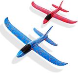 kizh Throwing Foam Airplane Toys 13.5 Inches Flying Glider Inertia Plane Manual Circling Functions Flying Aircraft Fun Best Outdoor Fun for Kids Children Boys Girls 2pcs