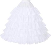 BEAUTELICATE Women's Petticoat Underskirt Full Ruffles Crinoline 50S Vintage Rockabilly Half-Slip for Wedding Bridal Dress 4 Hoops, White, S/M