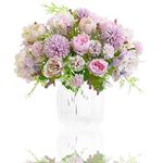 Artificial Flowers, 2 Pcs Fake Peony Silk Light Purple Hydrangea Bouquet Decor Plastic Carnations Daisy Realistic Flower Arrangements Wedding Decoration Table Centerpieces,for Home Office Party Decor