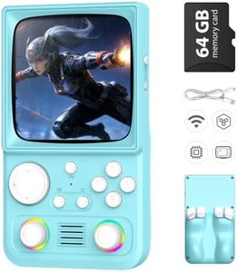 R40TMAX Retro Handheld Game Console, 4.0 Inch 720x720 IPS Screen, Portable EmuELEC System, 4000mAh Large Battery Portable Pocket Hand Held Video Game(Blue 128GB)