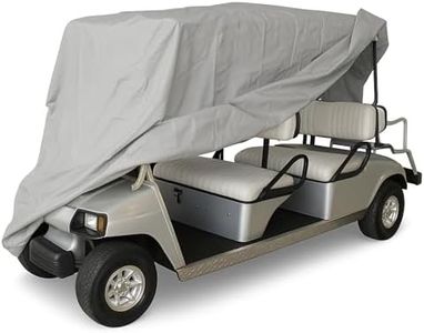 Formosa Covers | Deluxe 6 Seater Golf Cart Cover fits E Z GO, Club Car Limo, Yamaha, Polaris Gem e4 Model, Icon i60L - Stays Put in Wind and Rain - Storage Bag Included (Grey)