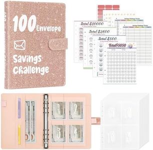 Ospelelf 100 Envelopes Money Saving Challenge Binder 52 Week Budget Book with Cash Envelopes to Save $10,000, Glitter Rose Gold