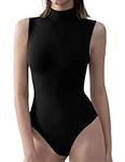 Shen&Qege Women's Bodysuits Mock Turtle Neck Sleeveless Stretchy Basic Bodysuit Tops