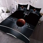 Wowelife Basketball Bedding Twin Set for Boys and Girls, Upgraded 5 Pieces Basketball Comforter Set Black, Comfortable and Breathable for Kids(Black Basketball, Twin)