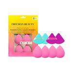 Freeman Puffs N' Stuff Powder Puffs + Liquid Sponges Set, Makeup Blending Sponges & Powder Puffs, For Foundation, Concealer, & Setting Powder, Vegan & Cruelty Free, 8 Count