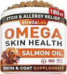 Fish Oil Omega 3 Treats for Dogs - Allergy and Itch Relief - Skin and Coat Supplement - Joint Health - Wild Alaskan Salmon Oil - Shedding, Itchy Skin Relief - Omega 3 6 9 - EPA & DHA - 180 Treats