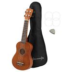 World Rhythm Soprano Ukulele - Beginner Soprano Uke in Natural Finish with Gig Bag, Spare Ukulele Strings & Felt Pick