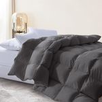 Decroom Feather and Down Fiber Comforter- Goose Duck Down Feather Filling Duvet Insert- All Season or Stand-Alone Comforter - Grey King(106x90)