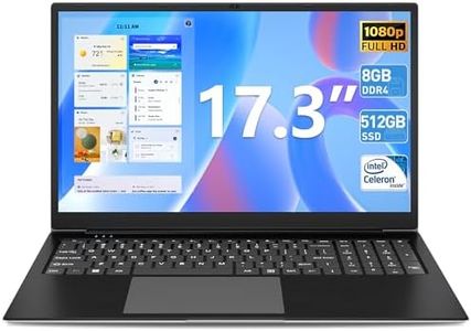 SGIN Laptop, 17 Inch Laptops Computer 1920 * 1080 IPS Display, Celeron N4020 Quad-Core Processor(Up to 2.5GHz), with 8GB RAM 512GB SSD, 5000mAh Battery, Mini HDMI, Wi-Fi, Type-C(Black)