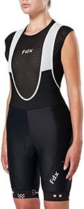 FDX All Day Women Cycling Bib Shorts, Breathable/Padded Bib Short for Women Biking with Hi-Viz Detail on The Back (Black, X-Large)