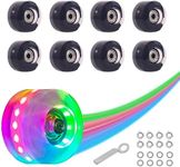 Nattork 8 Pack 82A Light up Roller Skate Wheels 54 * 32mm with Bearings Installed Luminous Quad Light Up Wheels Skating Accessories For Double Row Skates Outdoor And Indoor Use (Black)