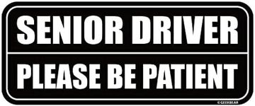 GEEKBEAR Senior Driver Car Magnet - Colorful, Reflective, Weather-Resistant - Rectangular 8.7 x 3.5 in (Black/Black)