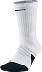 NIKE Unisex Dry Elite 1.5 Crew Basketball Socks (1 Pair), White/Black/Black, Small