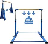Foldable & Movable Gymnastics Kip Bar,Horizontal Bar for Kids Girls Junior,No Wobble Gym Equipment for Home Indoor,3' to 5' Adjustable Height,Gymnasts 1-4 Levels,300 lbs Weight Capacity (Blue)