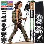 Hiker Hunger Carbon Fiber Trekking Poles for Hiking Collapsible, Nordic Walking Poles for Women, Lightweight Hiking Poles Women Lightweight Collapsible, Walking Sticks for Hiking for Seniors - Green