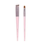 MSQ 2PCS Concealer Brush Foundation Brush Eye Mini Angled Flat Top Kabuki Nose Contour Brush Liquid Blending Mineral Powder Makeup Tools