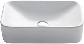 KRAUS Elavo Rectangular Vessel White Porcelain Ceramic Bathroom Sink, 19 inch KCV-122