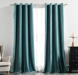 MIULEE Velvet Curtains Teal Elegant Eyelet Curtains Thermal Insulated Soundproof Room Darkening Curtains/Drapes for Classical Living Room Bedroom Decor 52 x 96 Inch Set of 2