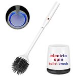 Ratolo Electric Toilet Brush,Silicone Toilet Brush,Toilet Bowl Brush and Holder Set with Ventilated Holder,Toilet Brush, Floor Standing, Wall Mounted Without Drilling，Rechargeable