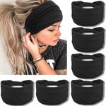 IVARYSS Wide Headbands for Women, Black Knotted Head Wraps Turbans, Large African Style Head Bands Hair Accessories, 6 Pack