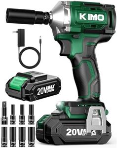 KIMO Cordless Impact Wrench 1/2", Brushless Impact Driver with 400 ft-lb Max Torque, 3000 RPM, 20V Electric Impact Wrench with 1 Hour Fast Charger & Variable Speeds, 1/2 Impact Gun for Car Home