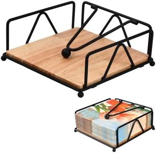 Natuce Portatovaglioli in Metallo Legno, Portatovaglioli Quadrato con Barra, Portatovaglioli da Tavola di Carta, Porta Tovaglioli Moderno da Tavolo per Bar Cucina- 16.7x16.7cm (Nero)