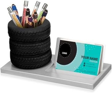 Eersida Tire Shape Stationery Set Tire Shaped Pen Holder Tire Business Card Holder Automotive Desk Organizer Tool Business Card Holder Desk for School Office Gift for Mechanics Car Lovers