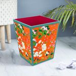 SEJ by Nisha Gupta Dustbin Wooden Dustbin For Bedroom | Open-Top Waste Dustbin 11.5L Open Dry Waste Dustbin For Home & Office | Garbage Bin Trash Can | Wooden Dustbin MDF Wood Fabric Design