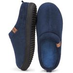 MERRIMAC Men's Slip-on Slippers Comfy Memory Foam Non-slip Indoor House Shoes Dark Blue,9/10 UK