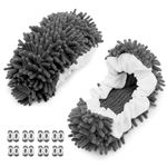 WellMall 8 Pcs Mop Slippers Socks Floor Cleaning,Microfiber Shoe Covers dust Washable Reusable for Woman Man House Kitchen (Dark Grey)