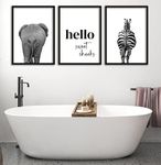 Elephant Zebra Bum Grey Bathroom Wa