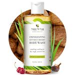 Tree To Tub Bitter Cherry Coconut Exfoliating Body Wash - Gentle Exfoliating Body Scrub for Sensitive Skin - Skin Exfoliator for Body for Women & Men w/Natural Soapberry, Natural Cherry, Organic Rice