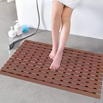 Eurotex Anti Slip Shower Mat for Bathroom, Kitchen, Anti- Skid Spa, Sauna, Bathtub Mat (PVC Stripped- Rubber Base, 46cm x 61cm)- Choco Brown
