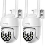 Codnida 3MP Security Camera Outdoor 2 Pack, IP CCTV Camera Systems with 24/7 Recording, Color Night Vision, PIR Human Detection, Sound and Light Alarm, Support 16-128G SD Card, Works with Alexa