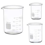 Ronyes Lifescience Glass Measuring Low Form Beaker Set 50ml 100ml 250ml Glass Graduated Beaker Set