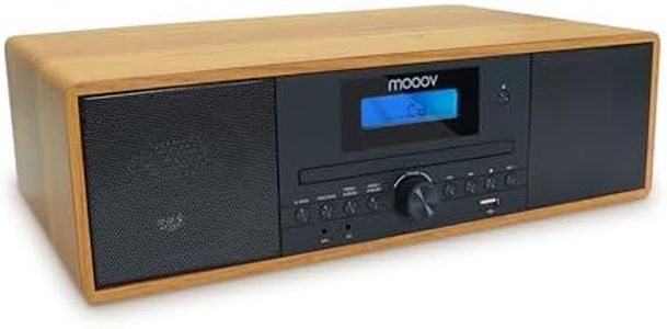 MOOOV 477380 Wireless Micro Hi-Fi System Wood Effect CD Player FM Radio with Remote Control